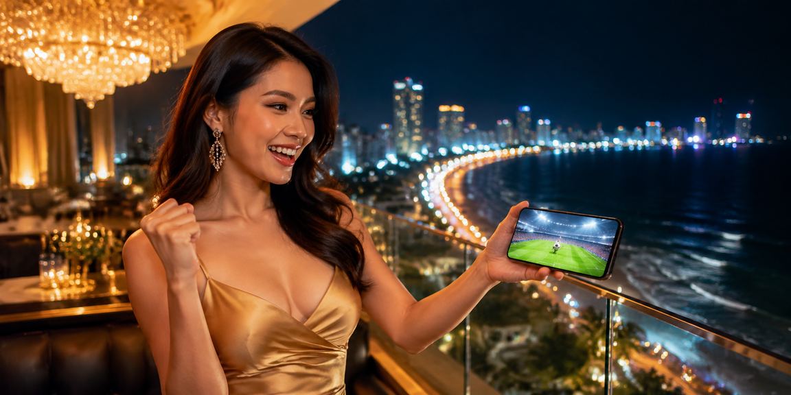 Người trẻ Đà Nẵng chơi xổ số trực tuyến trên điện thoại tại bãi biển buổi tối